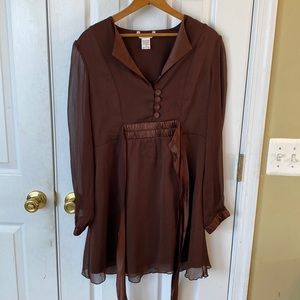 Lovely milk chocolate mini dress with a sash.